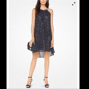Michael Kors Metallic Chiffon Halter Dress - NWT